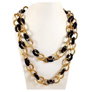 Vintage Hobe Black & Gold Tone Chain Necklace